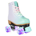 MEIGLQEA Roller Skates for Girls and Women, PU Leather Gradient Green Purple Roller Skates with Flash Wheels, Indoor Outdoor Roller Skates for Youth Beginner Girls Ages 8-12 (32-Youth 1)