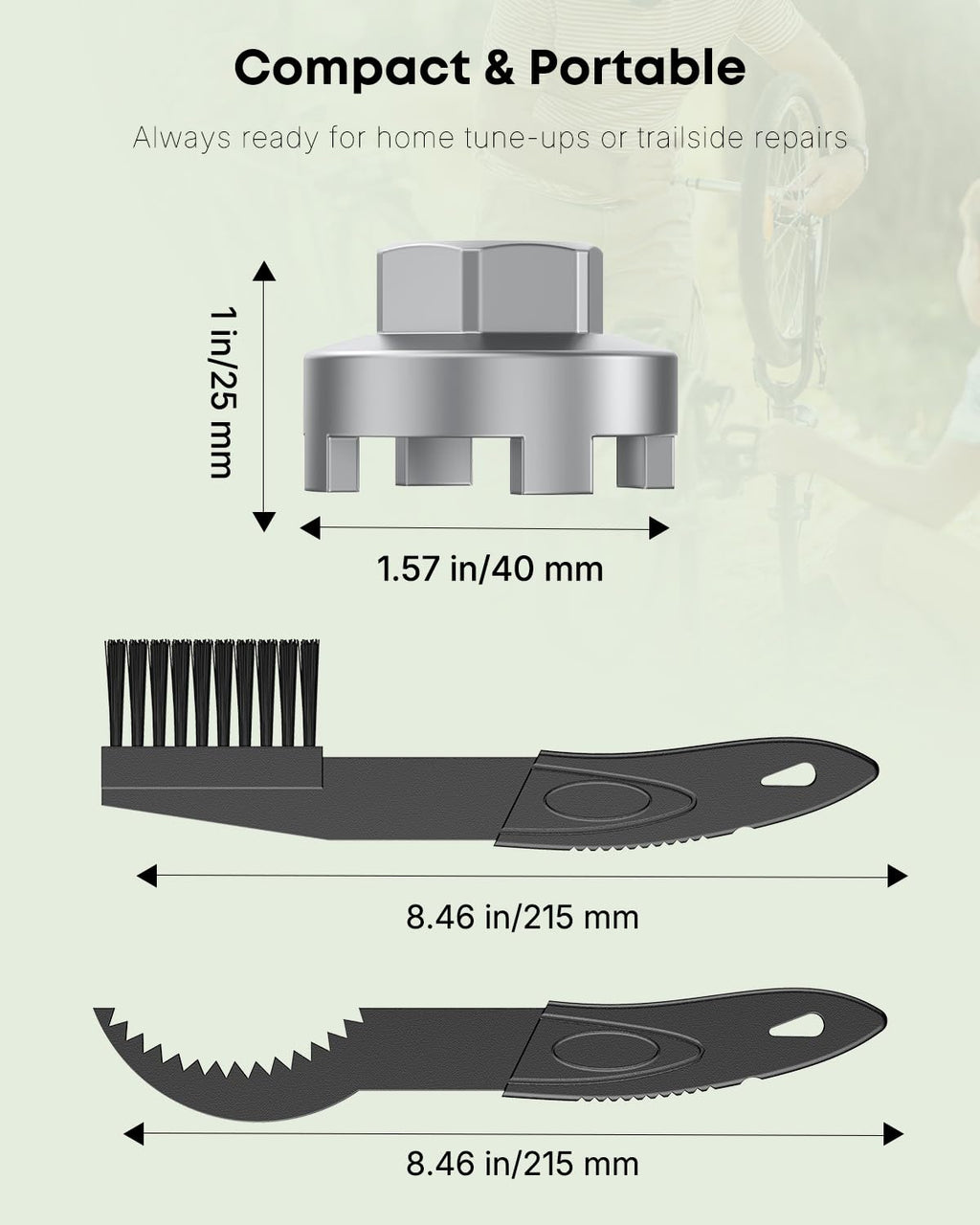 Pawfly Bike Single Speed Freewheel Removal Tool with Sprocket & Chain Cleaning Brushes, 4 Notch Sprocket Puller Tool, BMX Bicycle Freewheel Remover, One-Speed Freewheel Disassembly Tool, Silver