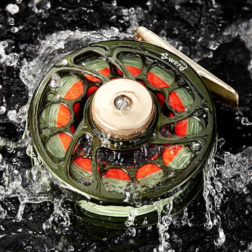 Fly Fishing Reel - CNC Machined Aluminum Alloy, Pre-Spooled, Olive Green, 5/6wt