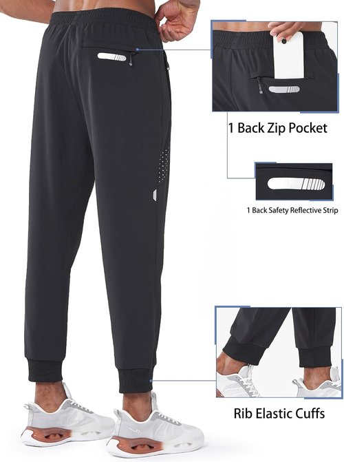 NORTHYARD Men's Fleece Lined Pants - Winter Warm Windproof Sweatpants for Athletic Jogging | Black