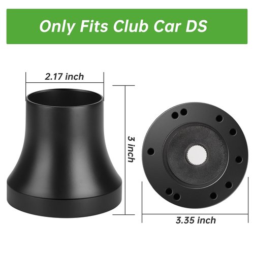10L0L Golf Cart Steering Wheel Adapter Fits Club Car DS 5-6 Holes Golf Cart Steering Wheel - Black
