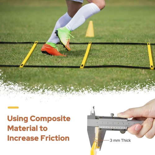 GHB Agility Ladder - Speed Training Workout Ladder with 12 Rungs, 20ft Length & 6/10 Cones