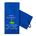 TOUNER Funny Golf Towel Gifts for Dad, Retirement Gifts for Men Golfer, Embroidered Microfiber Waffle Golf Towel with Clip (Blue, Gingham, 26x15 in)