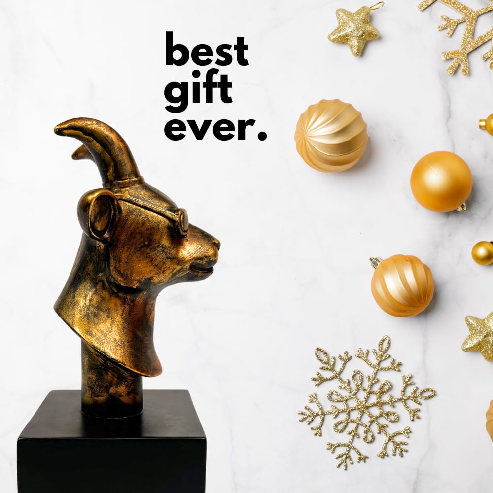 The Goat Trophy Award - Greatest of All Time Funny Trophy for Winners with Golden Engraved Plate - Perfect for Competitions, Office and Party Winners - Unique Goat Decor
