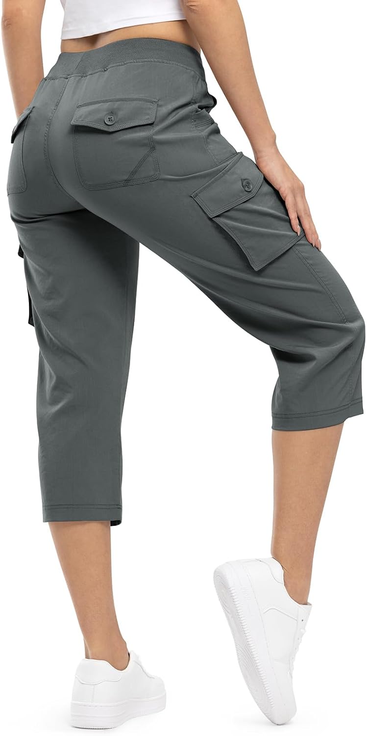 TBMPOY Women's Cargo Capris - Lightweight Quick-Dry Hiking Pants with 6 Pockets | Casual Outdoor Shorts