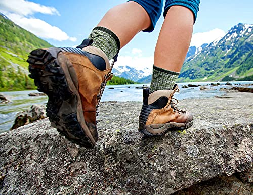 FEIDEER Women's Hiking Crew Socks Multi-Pack - Wicking Cushioned Outdoor Socks - Large / Red Blue Green Pink Purple