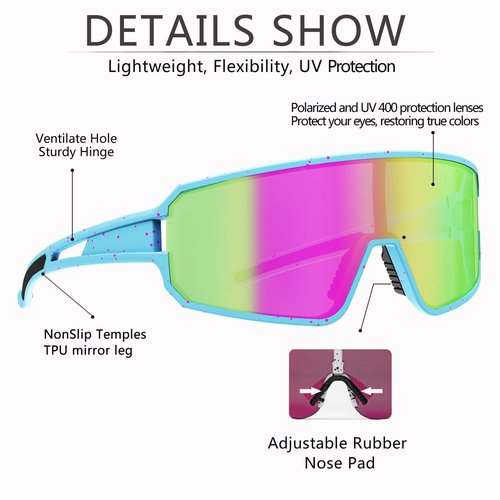 SPOSUNE Polarized Cycling Glasses for Men Women, UV400 Bike Sunglasses - Sport Eyewear for Bicycle Baseball Running MTB