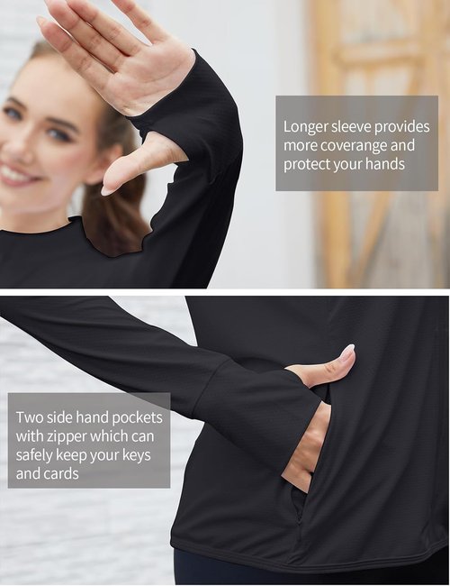 Gihuo Women's Sun Protection Jacket - UPF 50+ Long Sleeve Cropped Yoga Top | Quick Dry, Athletic Fit