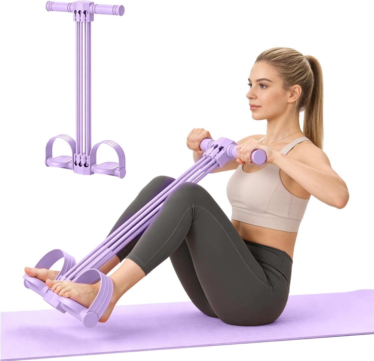 Pedal Resistance Bands - Upgraded 6-Tube Natural Rubber for Full-Body Stretching & Strength Training