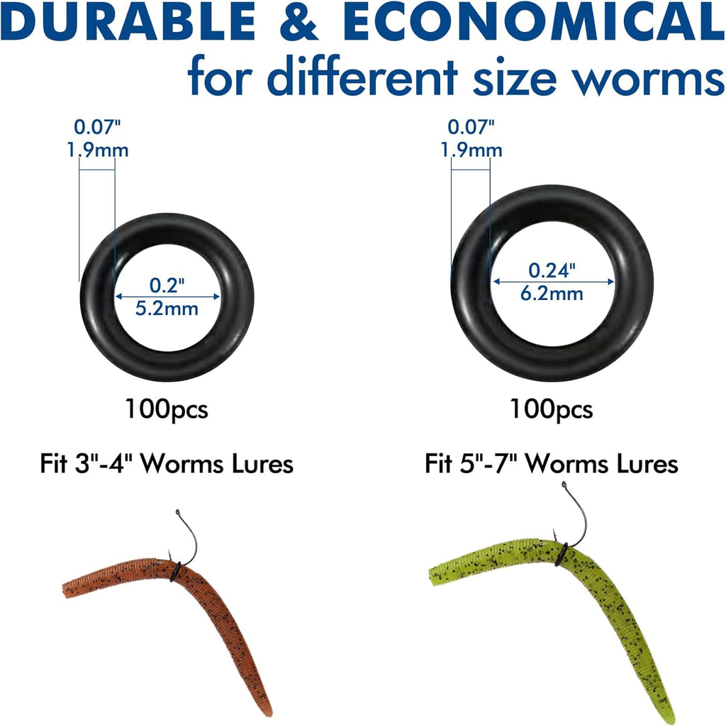 Truscend Gradient Fishing Wacky Rig Tool - 210 Pcs Silicone O Rings for 3"-4" & 5"-7" Worm Lures