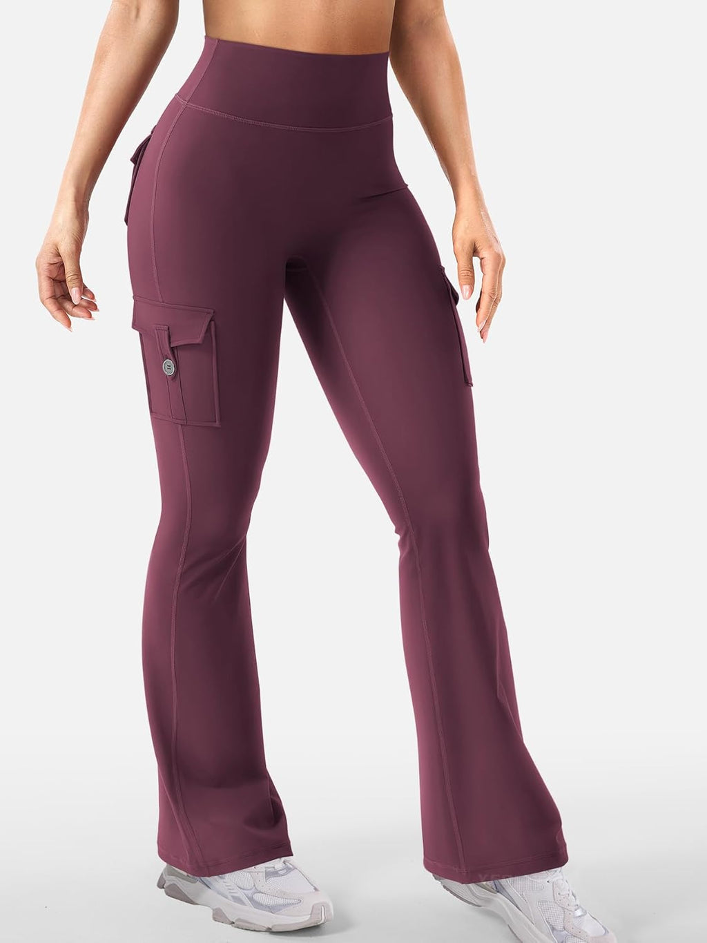 YEOREO CoreFlex Women's High-Waisted Flare Leggings - Hidden Pockets & No Front Seam, Perfect for Gym & Yoga