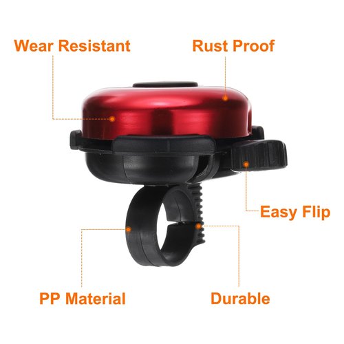 HARFINGTON 2pcs Bike Bell Classic Bicycle Bell with Loud Crisp Clear Sound Bike Ring Bell Aluminum Bike Accessories for Adults Children Road Mountain Bike, Red