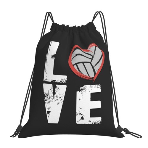 AIMASTZ Love Volleyball Unisex Drawstring Backpack Bag Sport Gym Travel Swim Sackpack