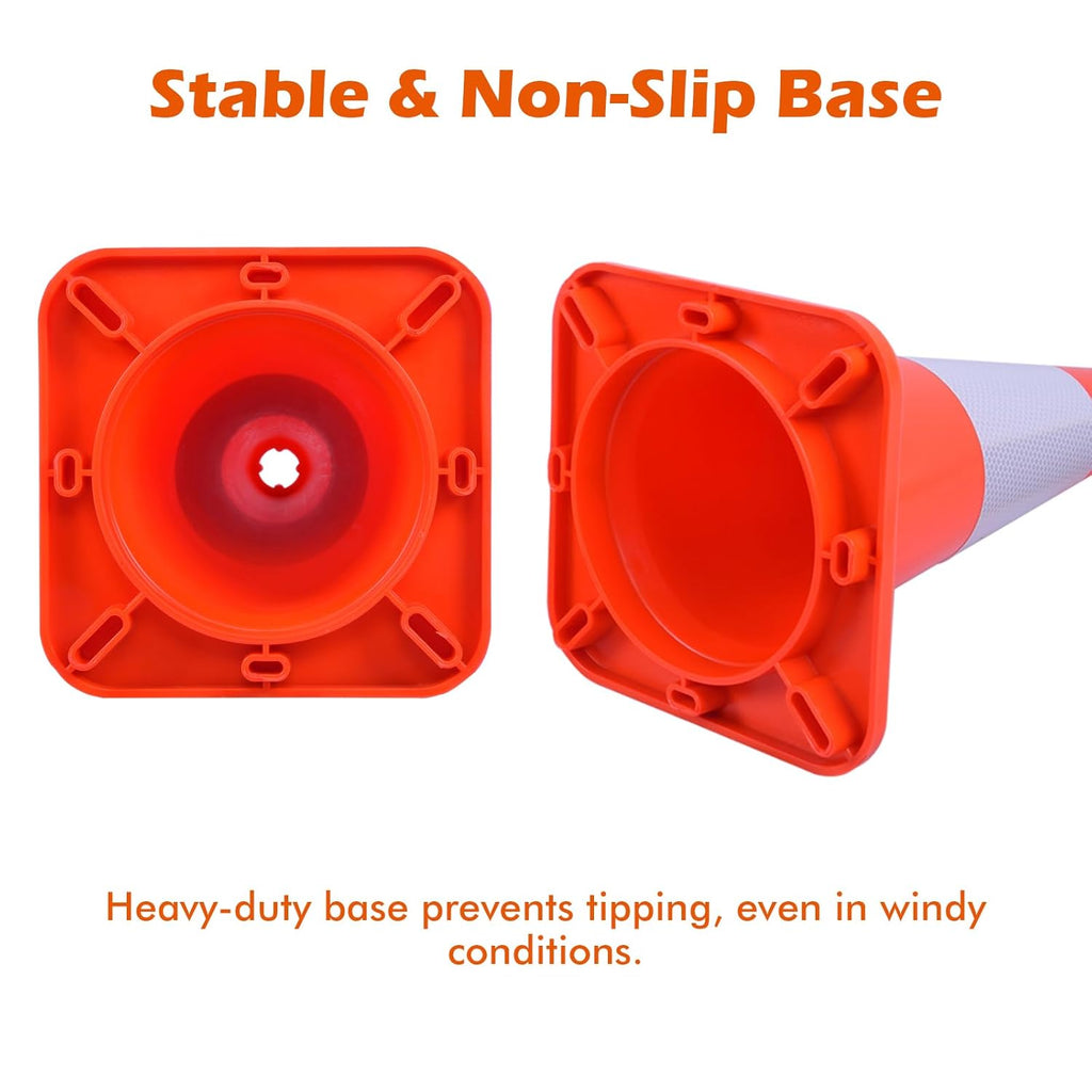 Traffic Cones 4 Pack by [Brand Name] - 18" Durable PVC Safety Cones with Reflective Collars | High Visibility for Parking, Construction & Sports