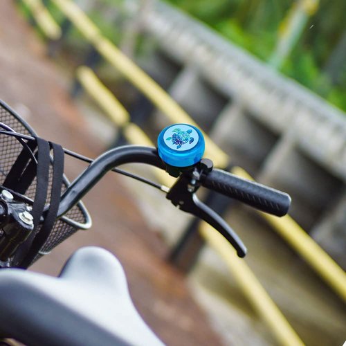 WIRESTER Blue Aluminum Round Bike Bell, Classic Ring Bicycle Bell, Bike Accessories Bell Ring for Adults Kids Girls Boys - Blue Sea Turtle