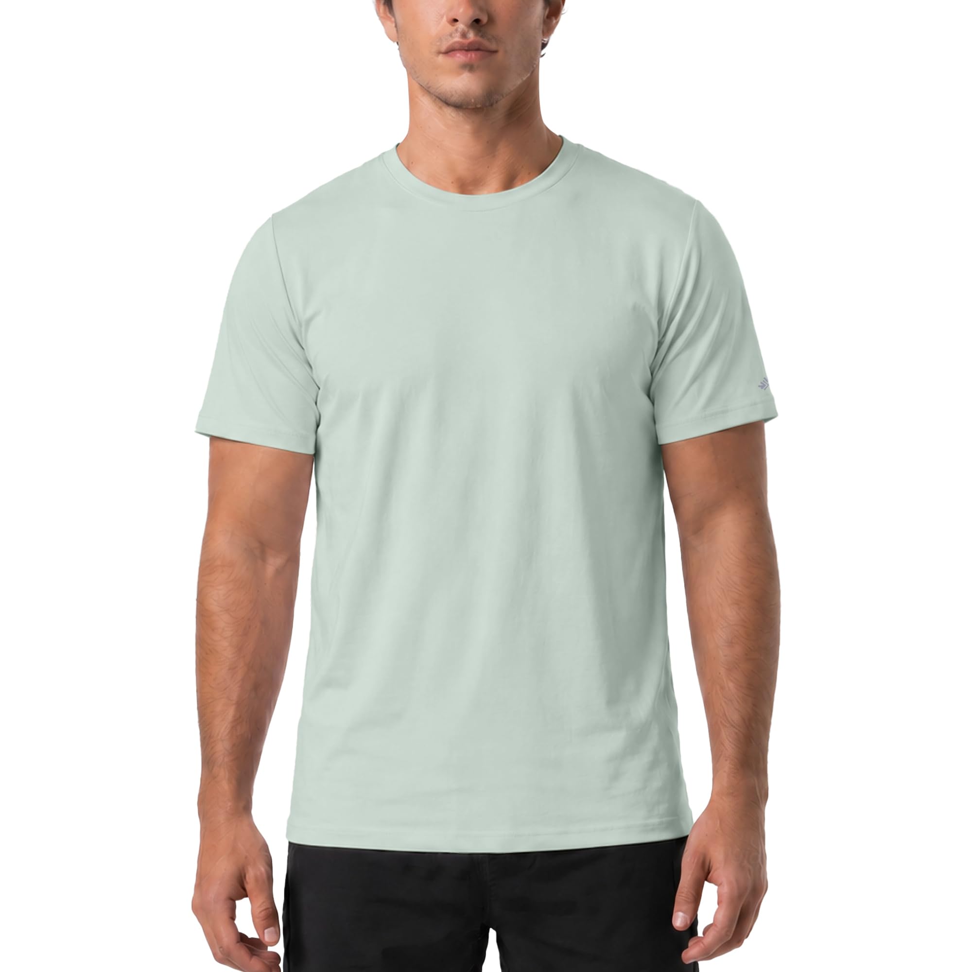 Zengjo Mens Athletic Shirts Moisture-Wicking Quick Dry Crewneck T-Shirts Lightweight Casual Workout Tees for Running Gym Exercise Hiking(Light Sage Green,Large)