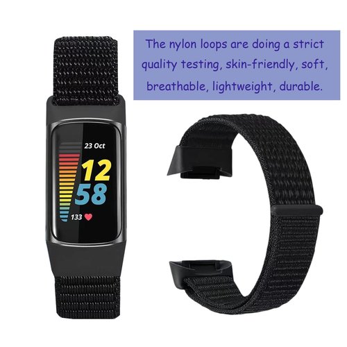 10 Packs Nylon Band Compatible with Fitbit Charge 5/ Charge 6 for Women Men, Adjustable Sport Stretchy Braided Solo Loop Strap for Fitbit Charge 5/6