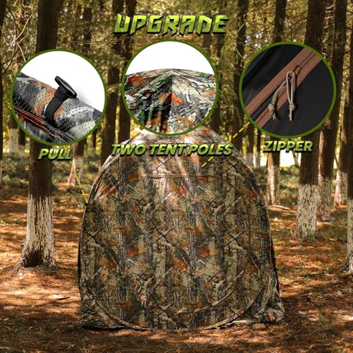 Lenotos 1012 Pop-Up Hunting Blind with 270° See-Through Windows, 1-2 Person, Lightweight, Packable, for Deer & Turkey Hunting