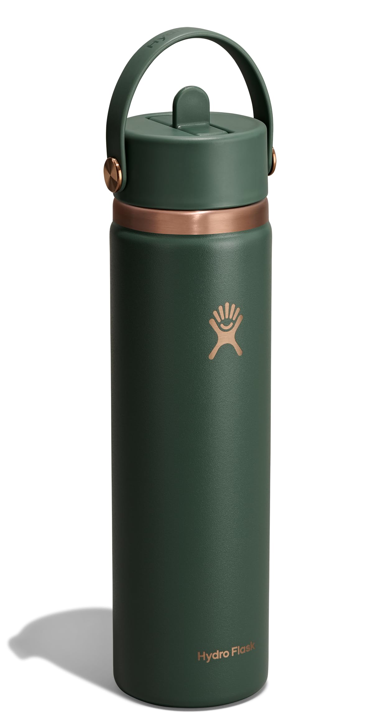 Hydro Flask Water Bottle - Insulated Stainless Steel - Wide Straw Lid, Non Spill, Leakproof in 24 Oz Forest Green Arc