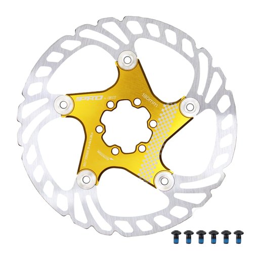 DJC Bike Brake Disc Rotor MTB Floating Brake Disc 140mm 160mm 180mm 203mm with 6 bolts Road Bike MTB BMX Steel Aluminum Brake Disc iiipro (4# golden, 180mm)