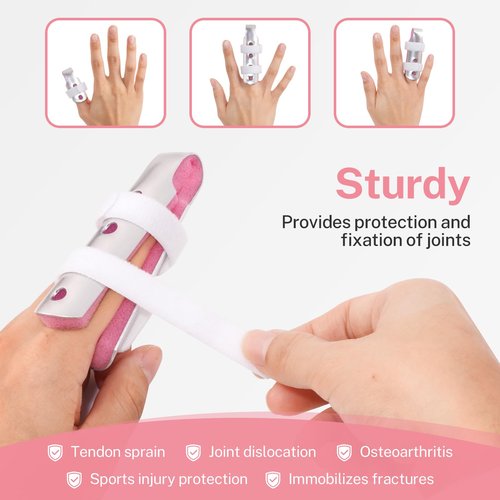 ADLLHO Finger Splint,5PCS Finger Splints for Broken Finger,Pinky Finger Support Brace, Mallet Finger Brace for Broken Fingers Straightening,Pink Pink，S*1,M*2,L*2