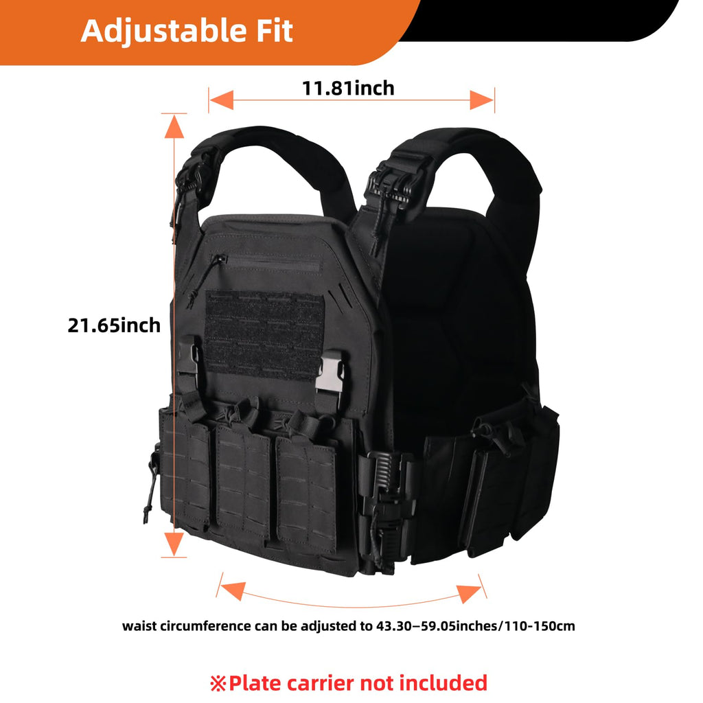 SUMSEEK Tactical Vest for Men with Molle System,1000D Nylon Plate Carrier,Quick Release for Airsoft Training