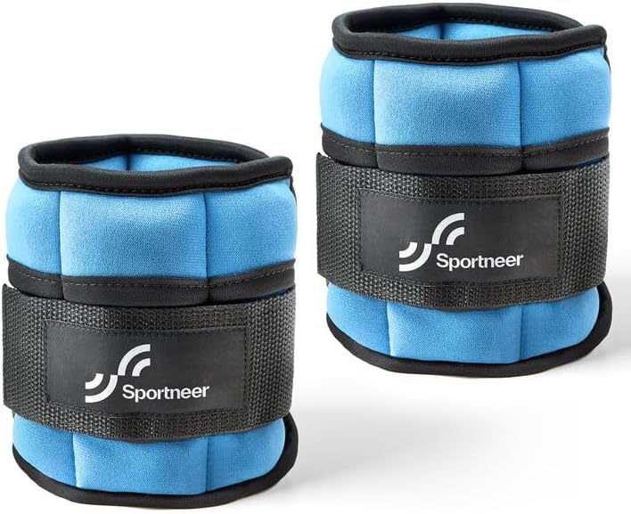 Sportneer Adjustable Ankle Weights Set - Comfortable Neoprene Leg Weights for Home Workout | 1 Pair (2-10 lbs)