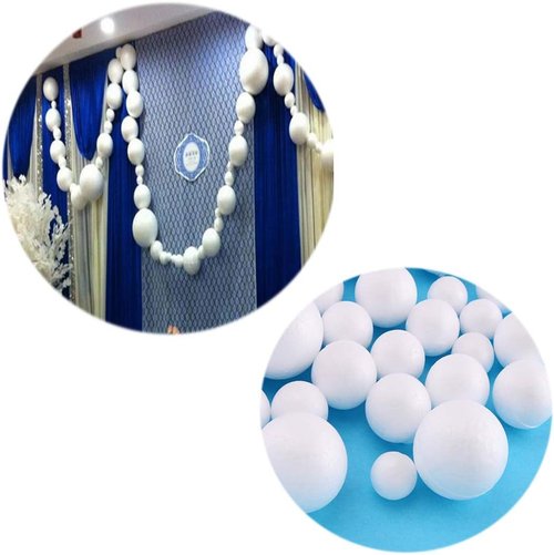 Hesmartly 50-Pack White Craft Balls - Smooth Round Foam Balls for DIY Decorations