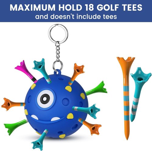 Golf Tee Holder, Portable Ball Tees Holder for Golf Bag, Golf Tee Carrier with 18 tees Hole, Golf Accessory for Golf Club Bag, Golf Gifts for Man Women