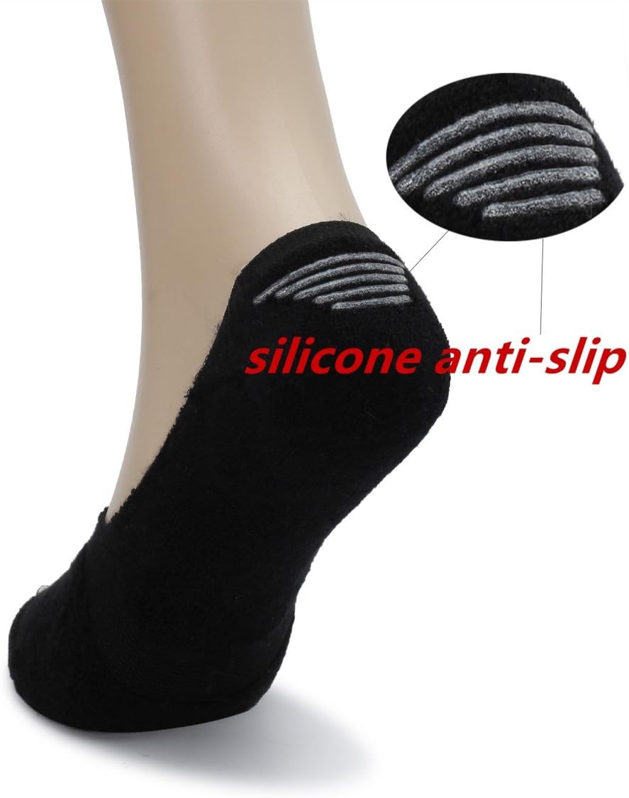 Pareberry Women's Non-Slip Boat Liner Socks - Thick Cushion Cotton, Casual Low Cut | 5/10 Pack
