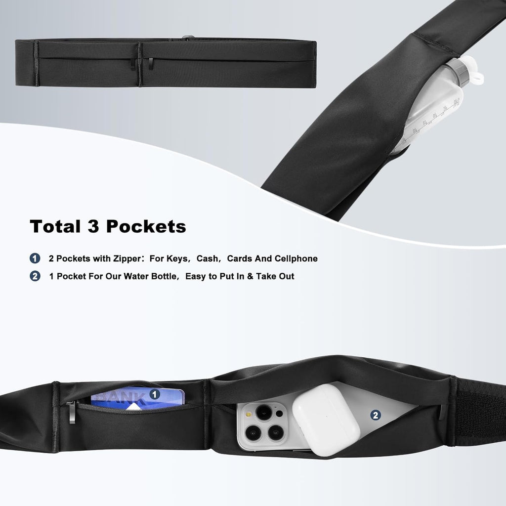 Skiennix Ultimate Running Belt - Waterproof Fanny Pack with Phone Holder & Water Bottle | Adjustable Fit for All Sizes
