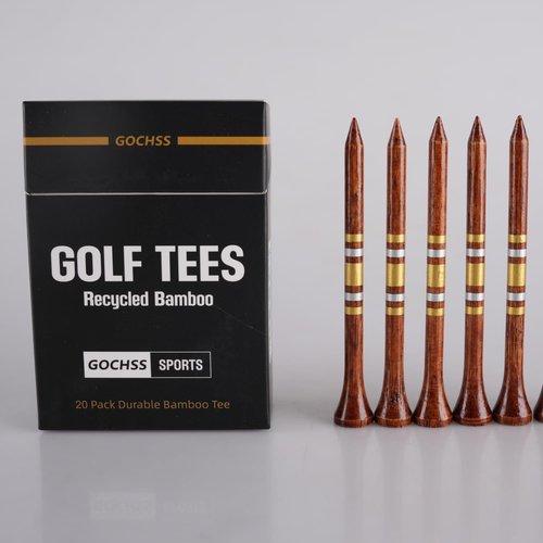 GOCHSS Golf Tees 20pcs 83mm(3.25") Coffee Color Premium Bamboo Golf Tees Cigarette Pack Golf Driver Tees.