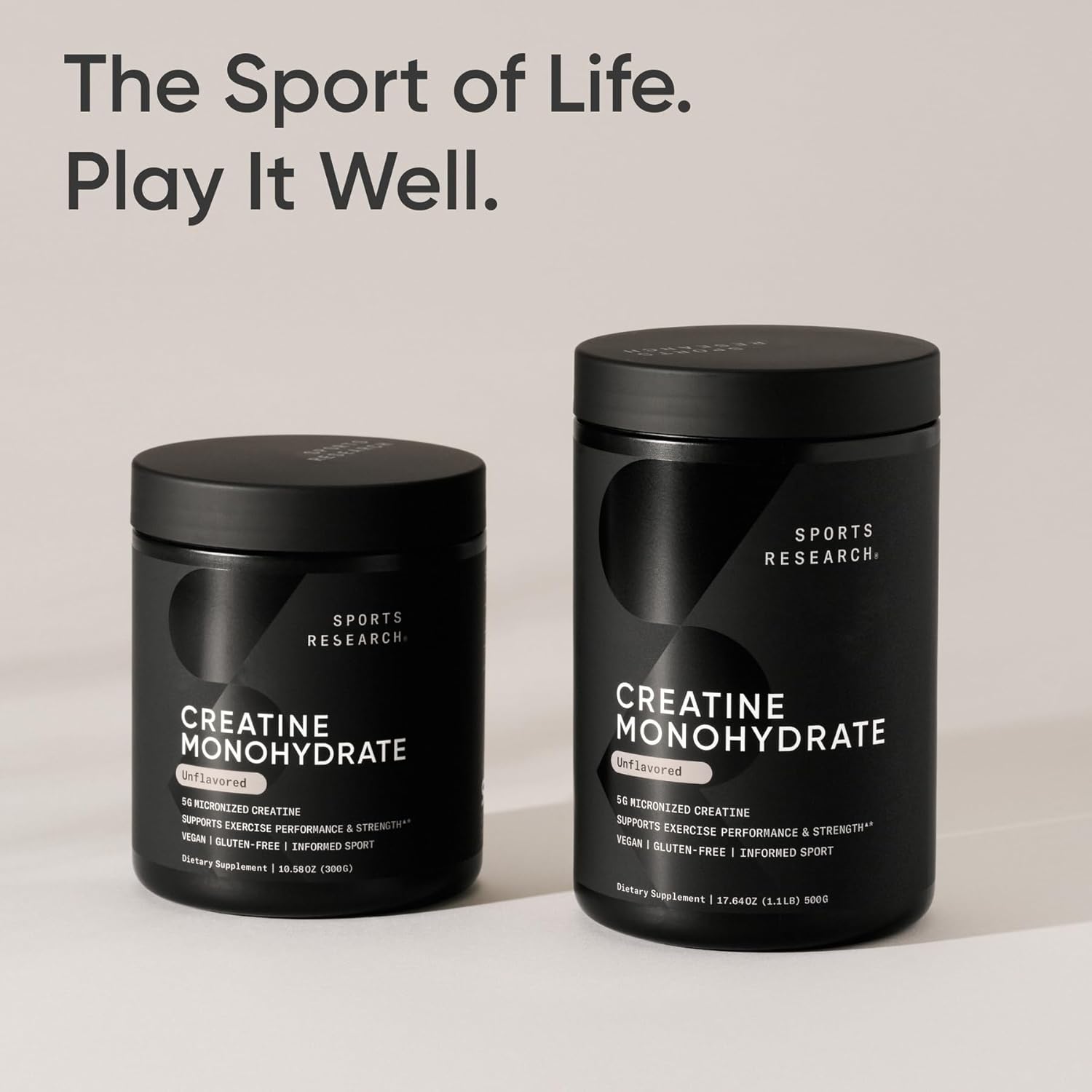 Sports Research Creatine Monohydrate - Boost Lean Muscle Growth & Enhance Workout Recovery - 17.64 oz