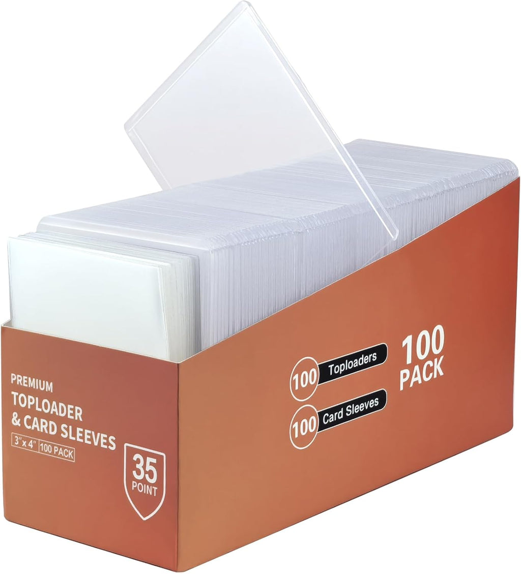 Skiennix 200 Card Sleeves Top Loaders - Durable Hard Plastic Protectors for Trading Cards | 3" x 4" Size