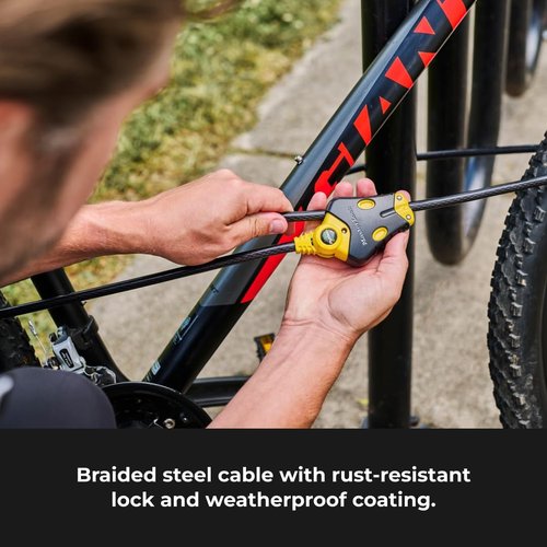Master Lock Python Cable Lock - 6 Ft Black & Yellow Outdoor Security Lock for Bikes & Equipment