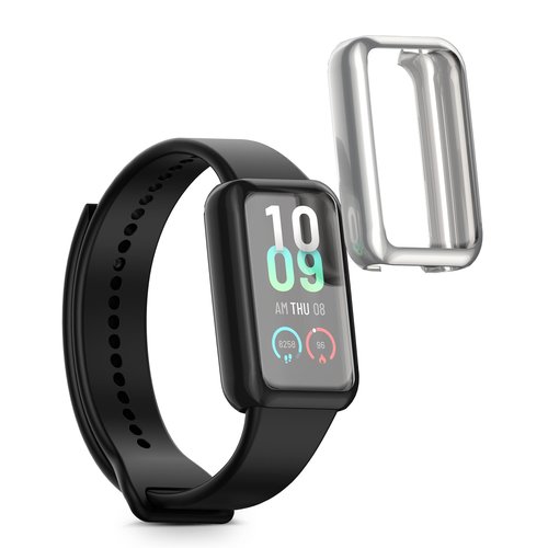 kwmobile Case Compatible with Amazfit Band 7 Case - 2X TPU Silicone Fitness Tracker Cover - Transparent/Rose Gold