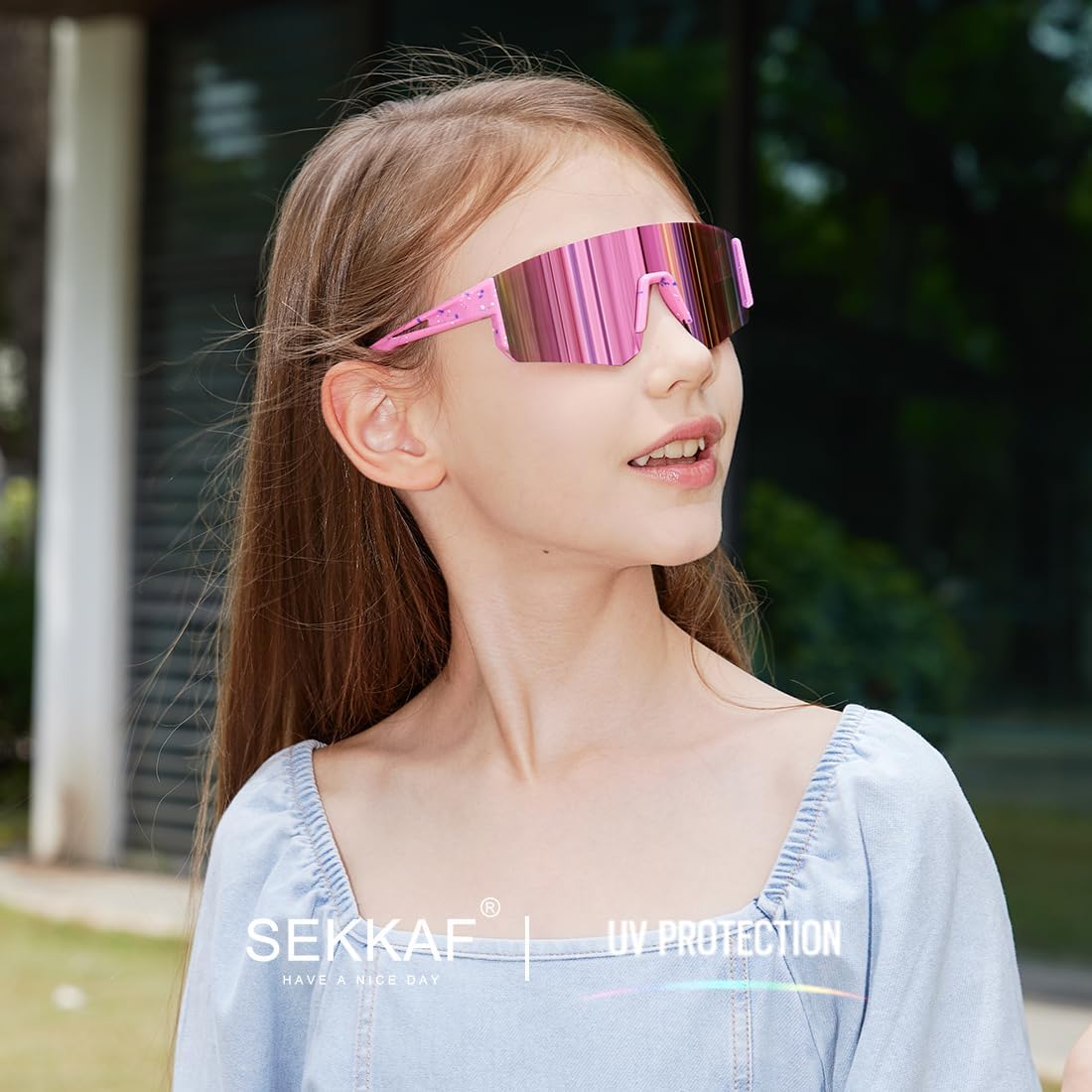 SEKKAF Youth Baseball Sunglasses for Boys Girls Age 6-12 Softball Cycling Sports Sunglasses for Kids Lightweight Frame