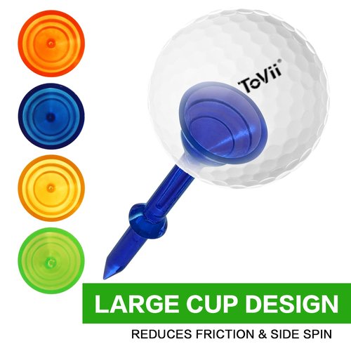 ToVii 3-1/4" Big Cup Plastic Golf Tees 40 Pack｜Excellent Durability and Stability Tees |Golf Plastic Tees Reduced Friction & Side Spin (Green/Blue)