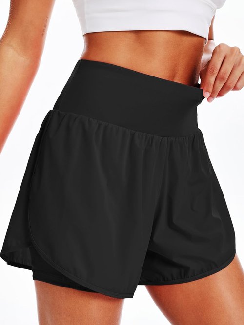 CADMUS Women's 5'' Workout Gym Shorts - 2 in 1 Design with Phone Pockets for Ultimate Comfort