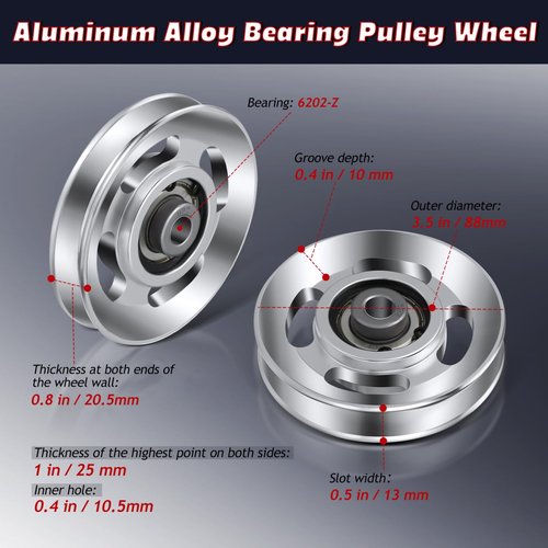 balacoo 12 Pack Aluminum Alloy Gym Pulley Wheels - 3.46 Inch Universal Cable Machine Replacement Parts - Silent Bearing Equipment Rollers for Home Gym & Workout Systems (Silver)