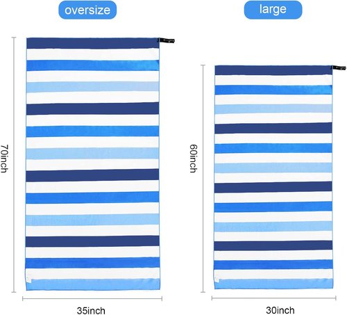 Exclusivo Mezcla Microfiber Beach Towel - Oversized Quick Dry, Sand-Free & Lightweight (Blue, 35x70 Inches)