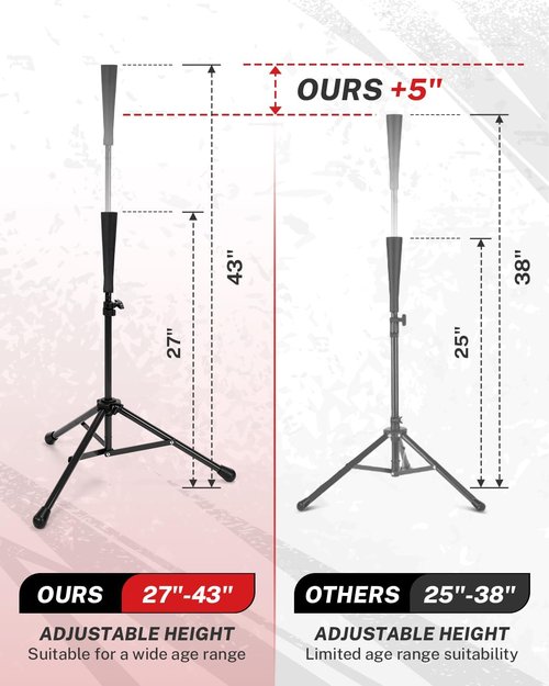 Gonex Portable Baseball Softball Batting Tee - Collapsible Tripod Stand with Carrying Bag