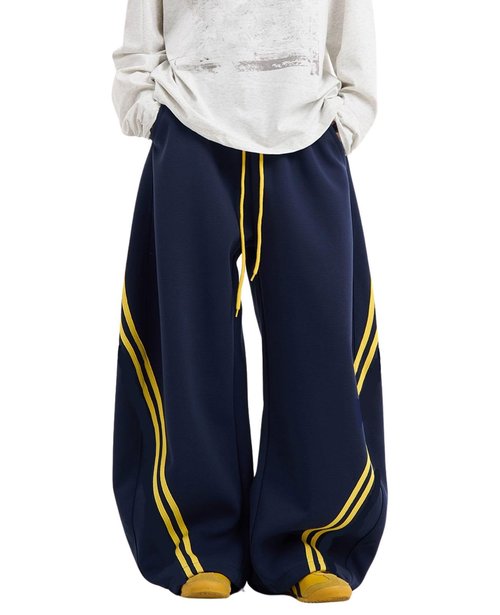 Chmnigma Wide Leg Sweatpants for Women Men Baggy Casual Joggers Barrel Sweat Pants Elastic Waist Drawstring Pants (Blue-M)