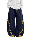 Chmnigma Wide Leg Sweatpants for Women Men Baggy Casual Joggers Barrel Sweat Pants Elastic Waist Drawstring Pants (Blue-M)