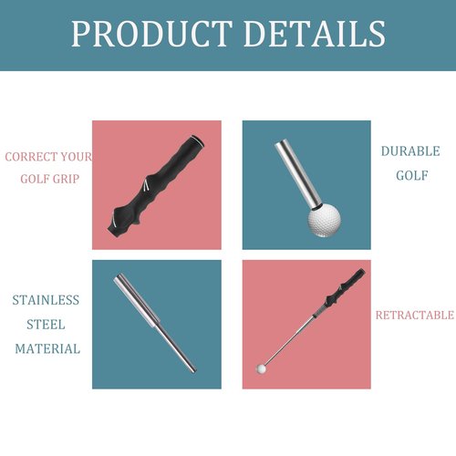 WIGERLON Retractable Golf Swing Training aid,Golf Swing Practice Stick,Golf Grip Trainer,Golf Swing aid for Warm-up,Click Stick Golf Trainer for Right Handed