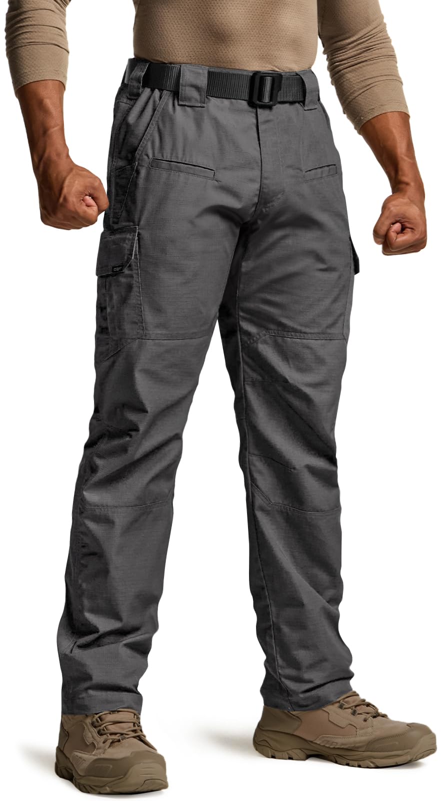 CQR Men's Tactical Pants, Water Resistant Ripstop Cargo Pants, Lightweight EDC Work Hiking Pants, Outdoor Apparel, Raider Charcoal, 44W x 32L