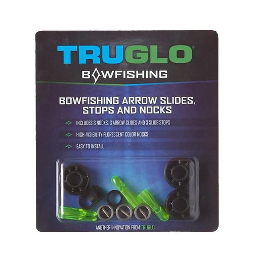 TRUGLO Bowfishing Slide Safety System for Arrow - Preventing Potential Accidents Includes 3 Nocks, 3 Arrow Slides & 3 Slide Stops