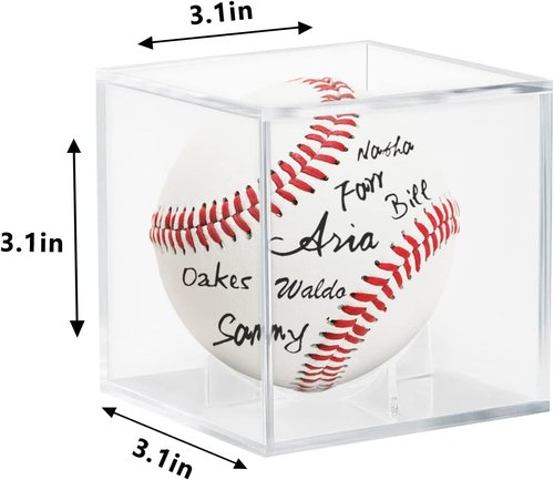 4 Pack Acrylic Baseball Display Case - UV Protected Holder for Autographed Sports Memorabilia