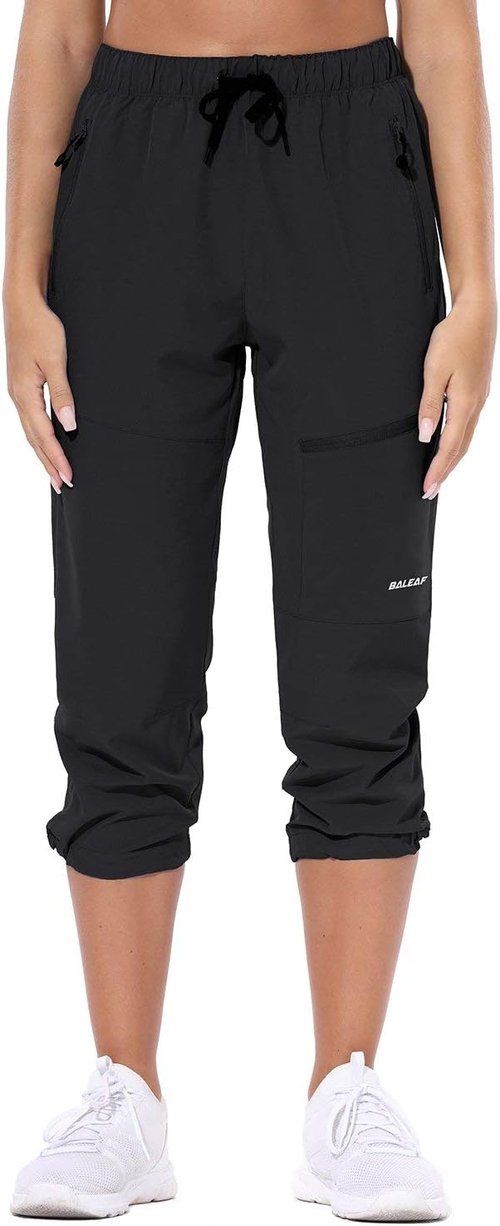 Baleaf Women's Hiking Cargo Capris - Lightweight, Water-Resistant Pants with UPF 50 & Zipper Pockets