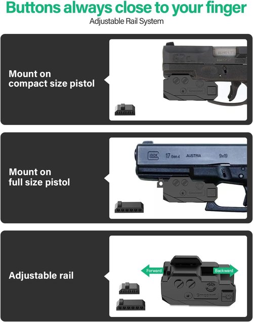 Gmconn Rechargeable Tactical Flashlight - Versatile Green/Blue/Red/IR/Purple Beam | Fits 21MM Rail